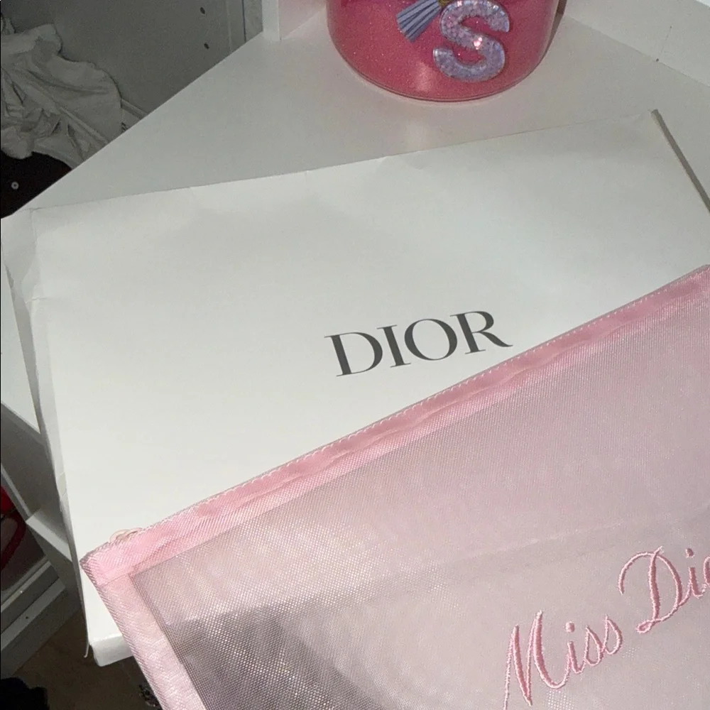 🎀Dior Soft Pink large Mesh Pouch